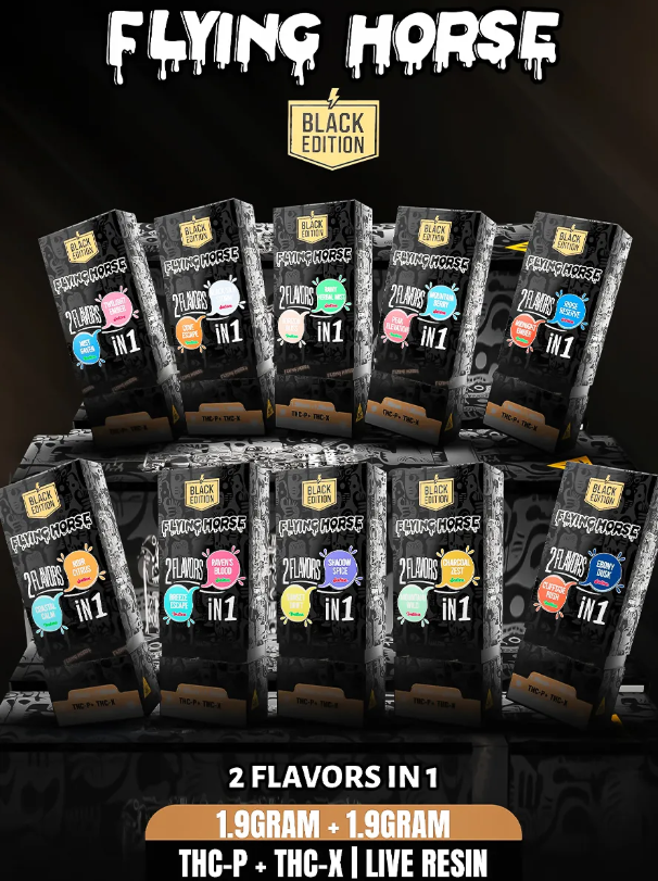 FLYING HORSE 3.8G BLACK EDITION 2 FLAVORS IN 1 DISPOSABLE