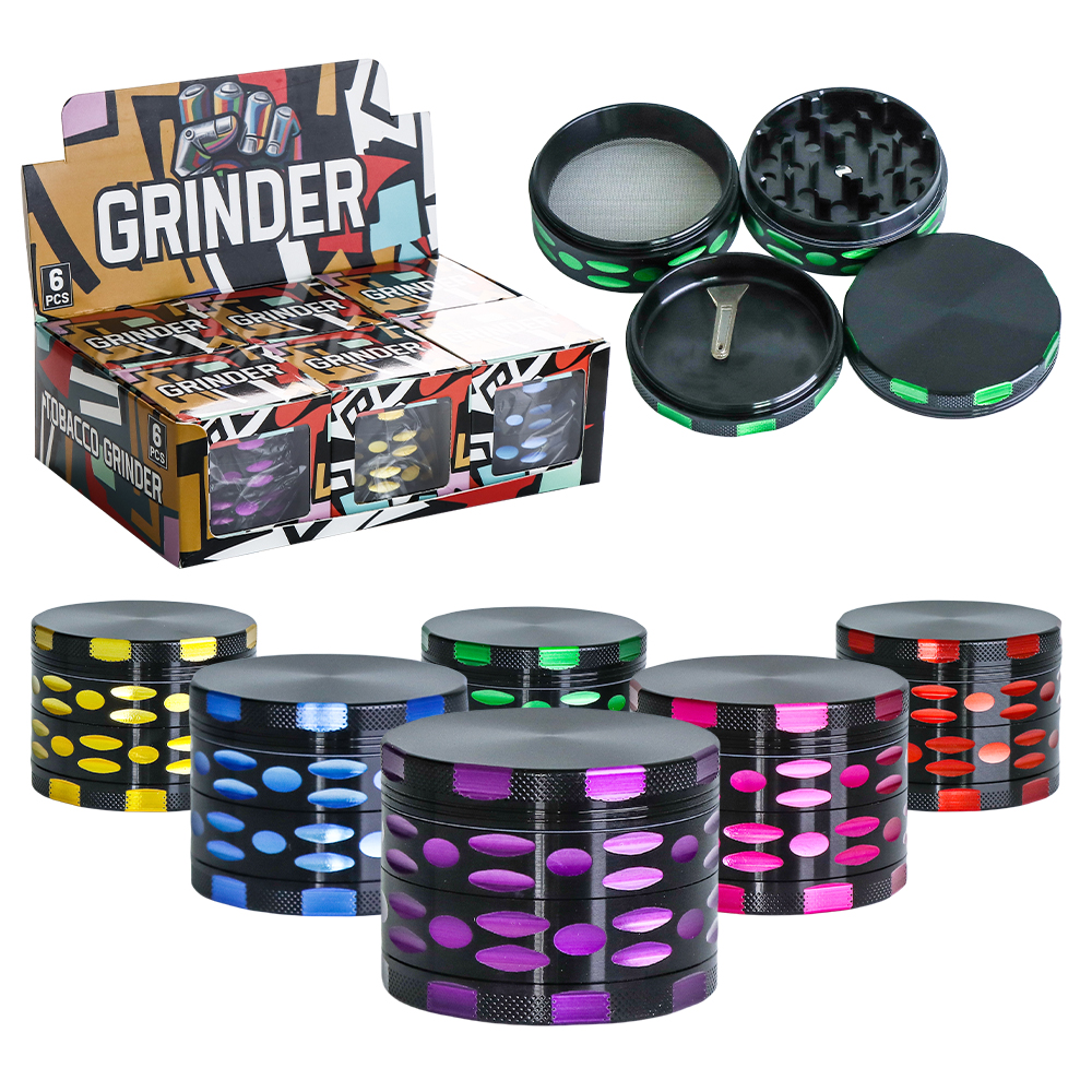 XY TOBACCO GRINDER 3 PARTS ASSORTED COLORS 6CT