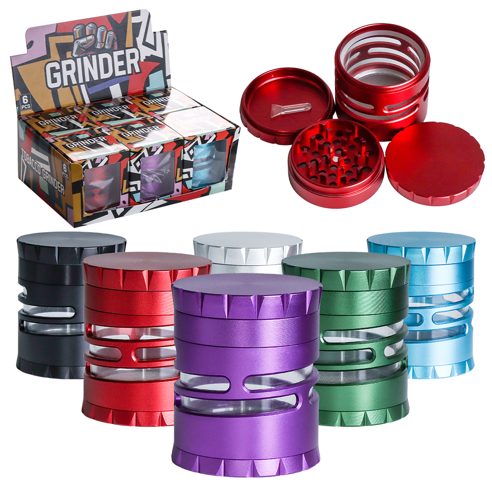 XY TOBACCO GRINDER 3 PARTS ASSORTED COLORS 6CT