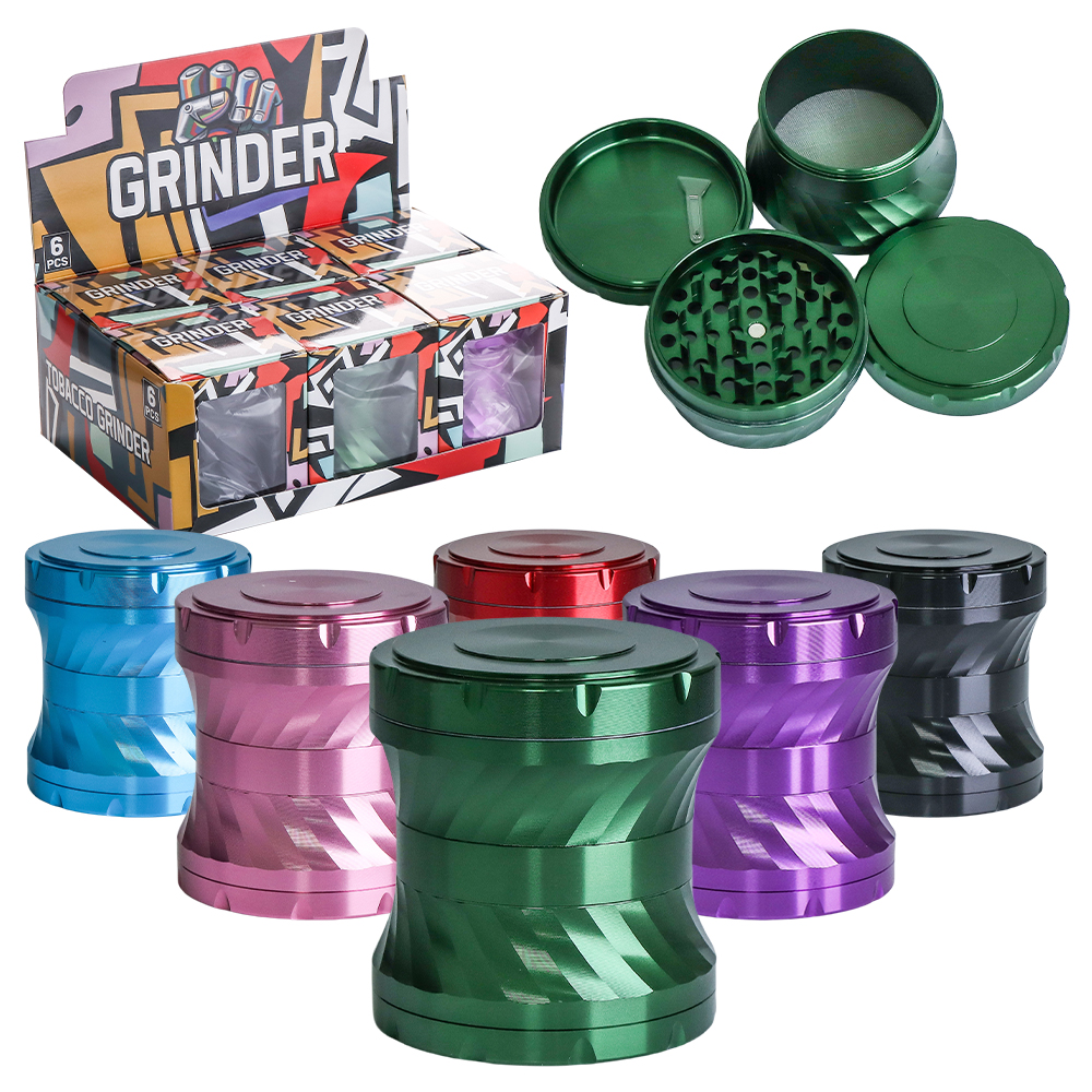 XY TOBACCO GRINDER 3 PARTS ASSORTED COLORS 6CT