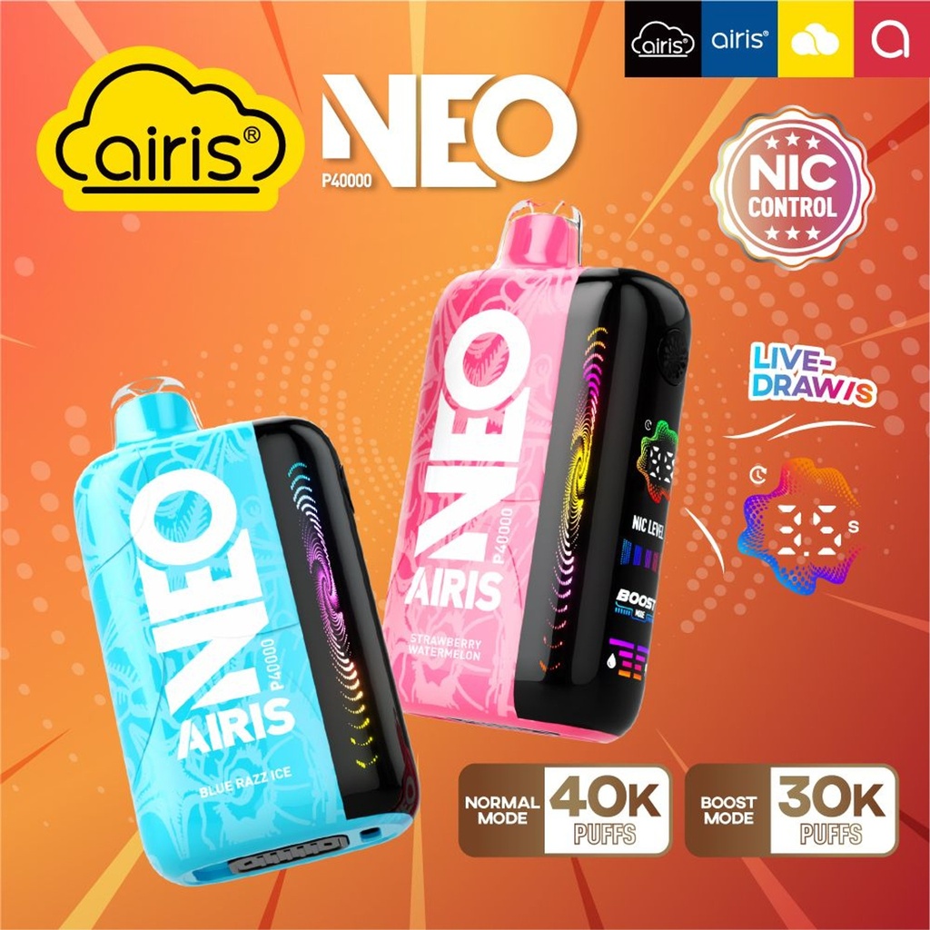AIRIS NEO 40000 PUFFS  5% DISPOSABLE BOX OF 5
