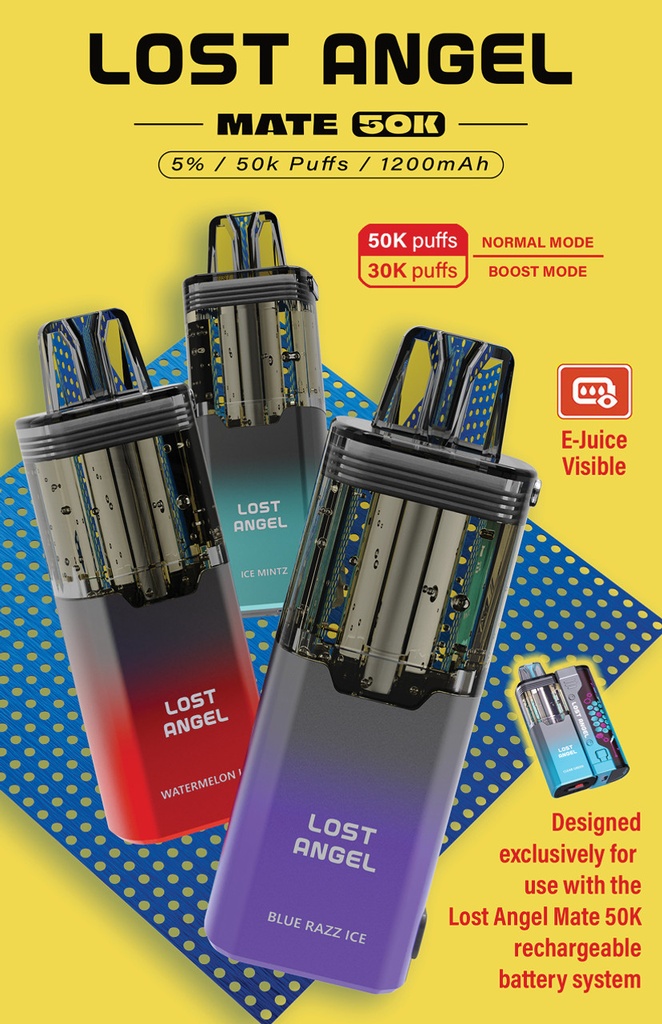 LOST ANGEL MATE 50K PUFFS 5% DISPOSABLE POD BOX OF 5