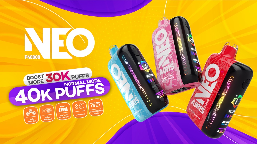 AIRIS NEO 40000 PUFFS  5% DISPOSABLE BOX OF 5