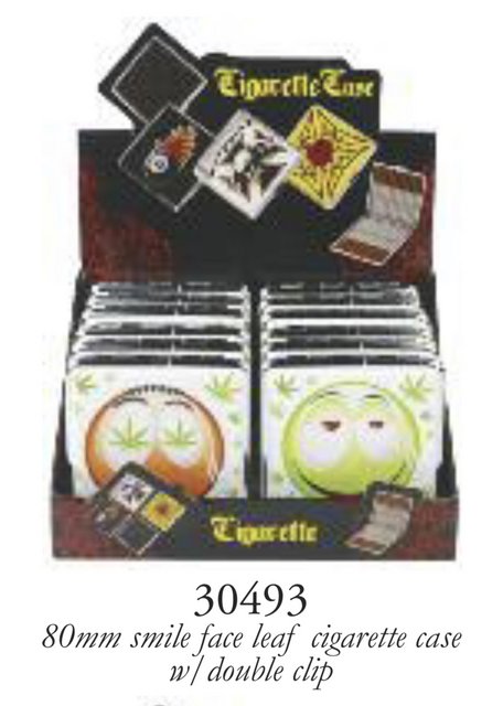 CIGARETTE CASE 80MM SMILY FACE LEAF BOX OF 12 GS30493