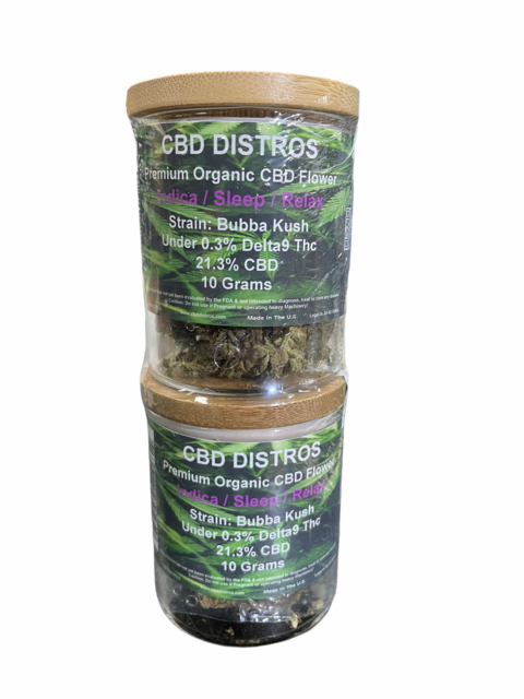 CBD DISTROS ORGANIC FLOWER ASSORTED STRAINS 10GM 2CT JAR