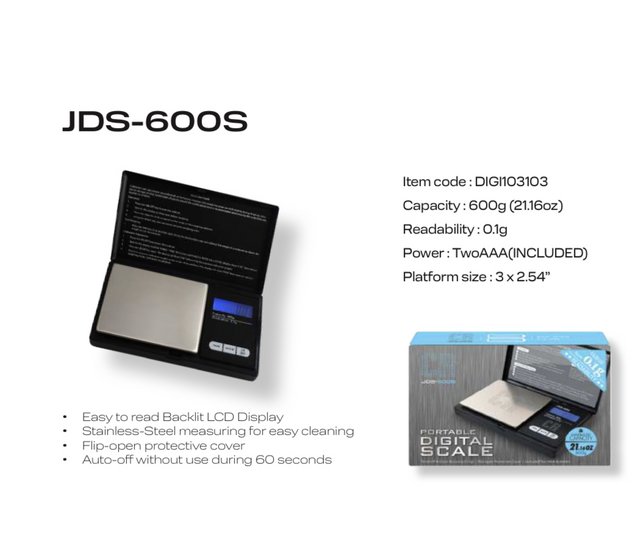 CR PORTABLE DIGITAL SCALE 600G X 0.1G BLUE JDS-600S