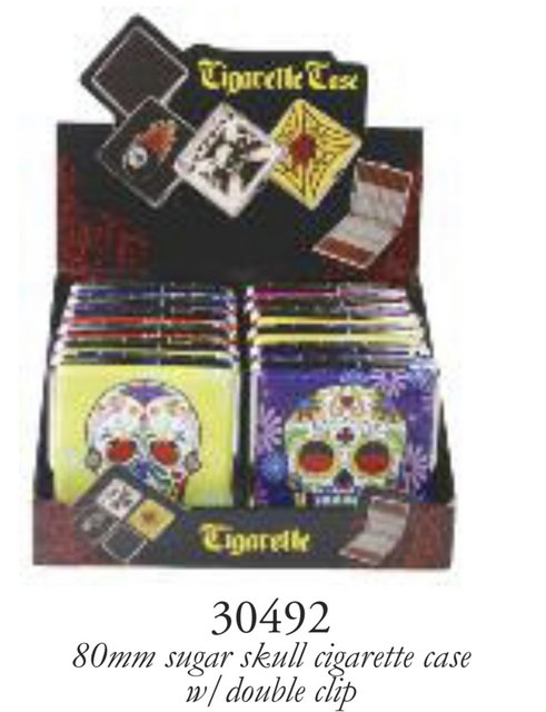 CIGARETTE CASE 80MM SUGAR SKULL BOX OF 12 GS30492