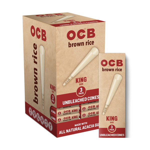 OCB Brown Rice Cones King Size 3ct - 24pk