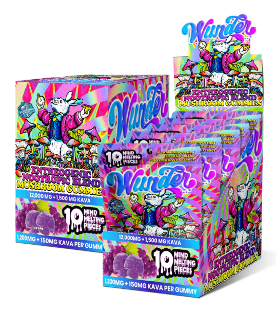 WUNDER ENTHEO + KAVA GRAPE 12000MG MUSHROOM GUMMIES 10CT