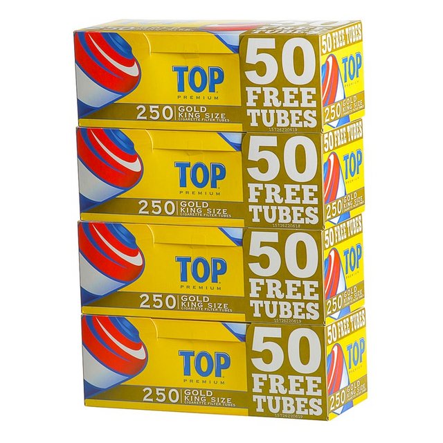 TOP PREMIUM GOLD 100M FILTER TUBES 250CT BOX OF 4