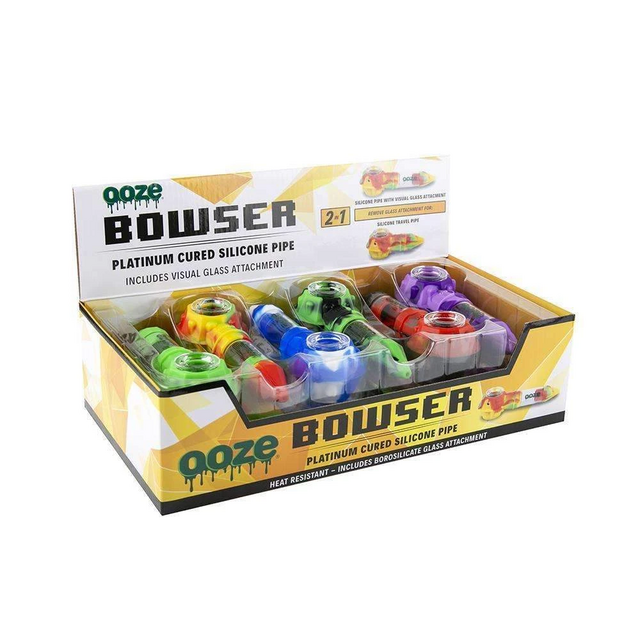 OOZE BOWSER PLATINUM CURED SILICONE 2 IN 1 PIPE 12CT DISPLAY
