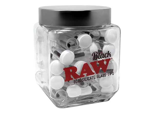 RAW BLACK GLASS TIPS 50CT JAR 716165292173