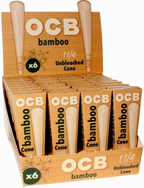 OCB BAMBOO 1.25 UNBLEACHED CONE 6CT BOX OF 32