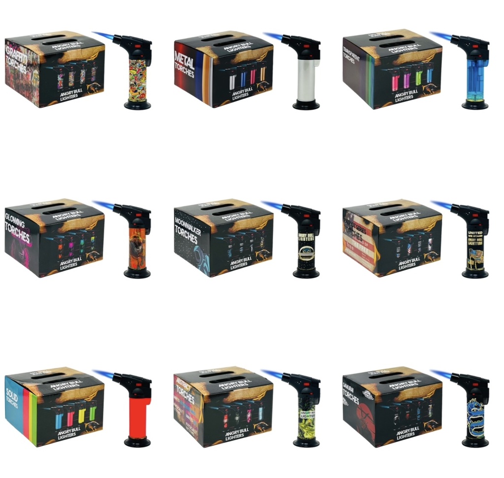 ANGRY BULL TORCH LIGHTERS BL008 PATRIOT SERIES 12CT