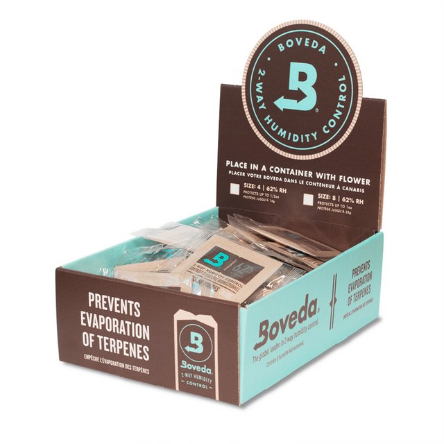 BOVEDA 62% RH 2-WAY HUMIDITY CONTROL 1/2OZ SIZE 4 BOX OF 125