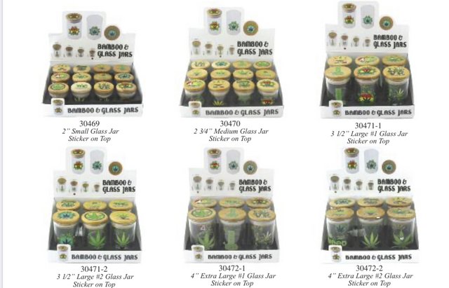 BAMBOO & GLASS JARS #GS30471-1 BOX OF 6