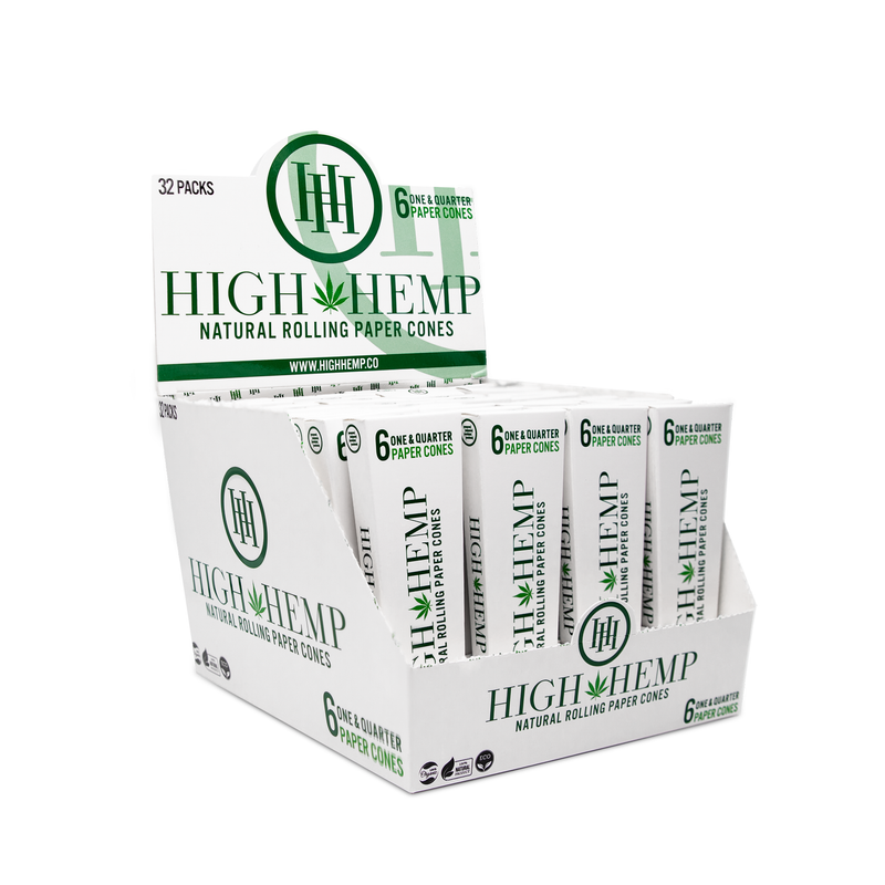 HIGH HEMP 1 1/4 CONES 6CT BOX OF 32