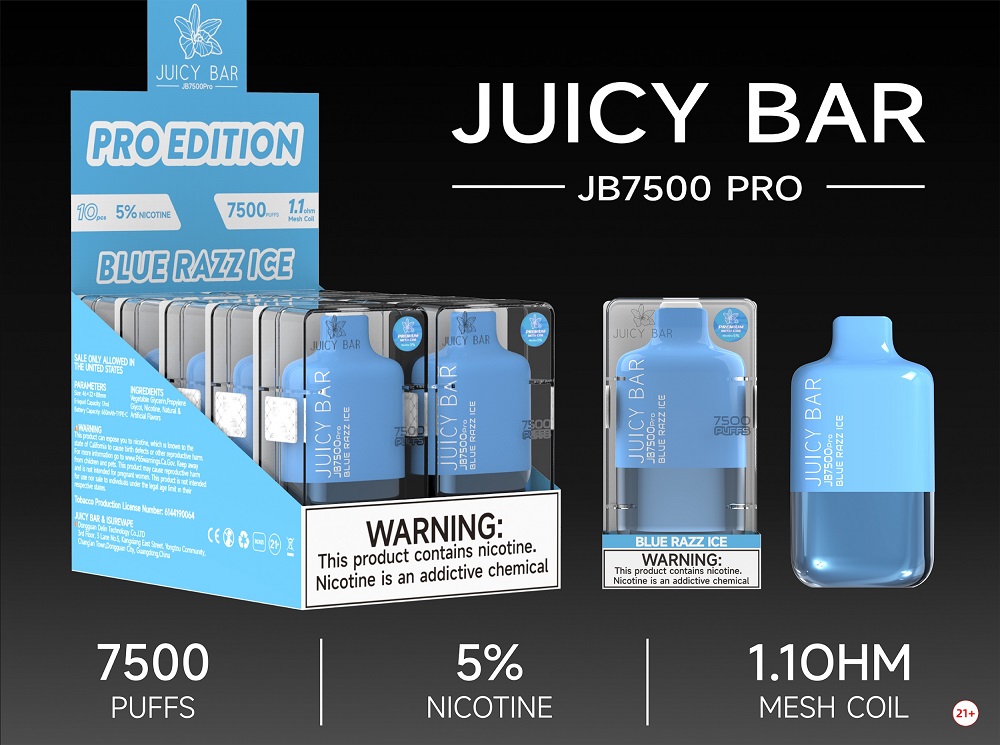 JUICY BAR 5% DISPOSABLE 7500 PUFFS BOX OF 10