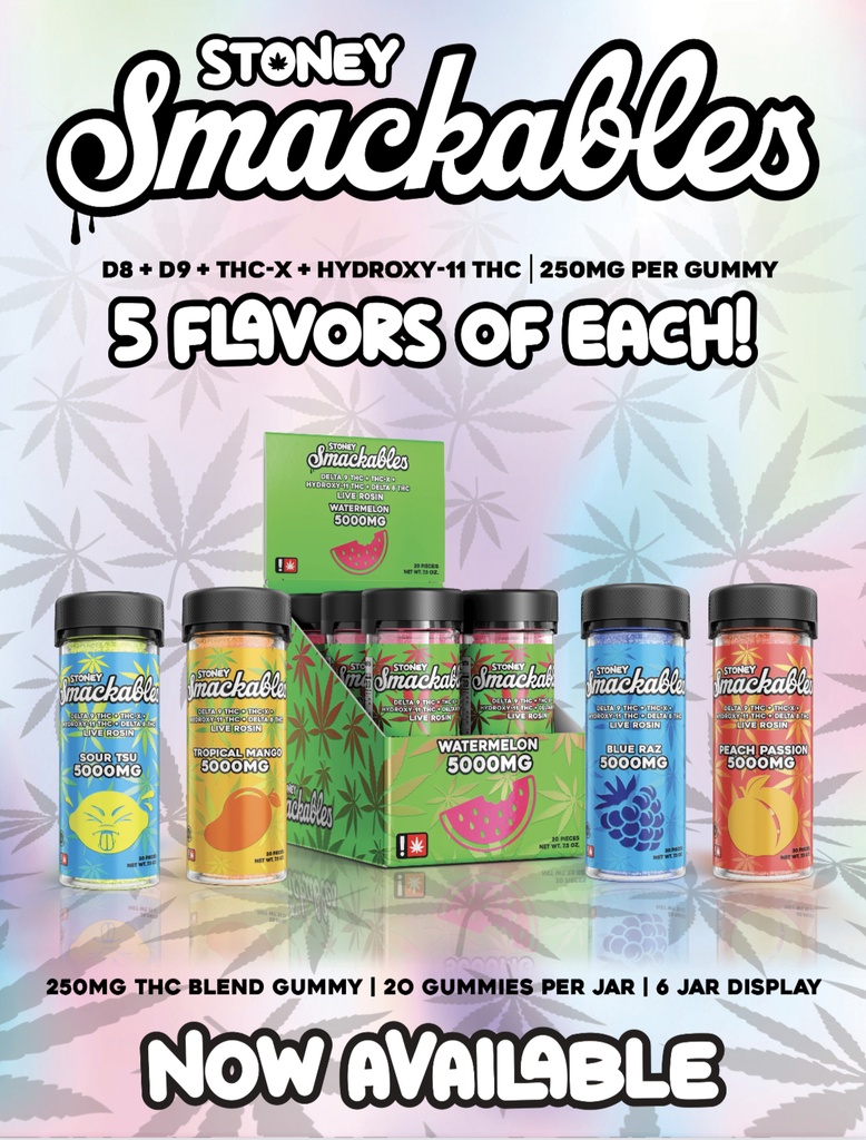 STONEY SMACKABLES 5000MG LIVE ROSIN GUMMIES 20CT JAR