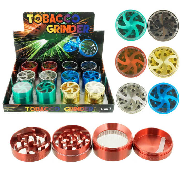TOBACCO HERB GRINDER 4 PARTS #MDAB50LS BOX OF 12