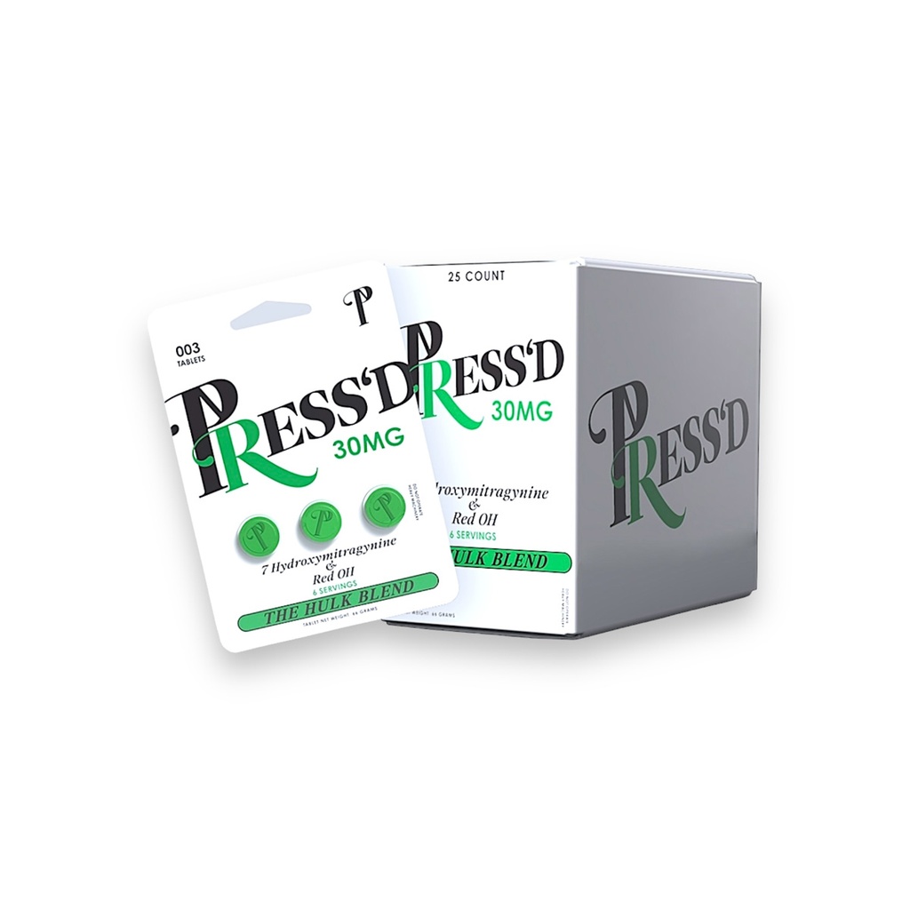 PRESS'D 7-HYDROXYMITRAGYNINE & RED OH THE HULK BLEND 30MG 3CT