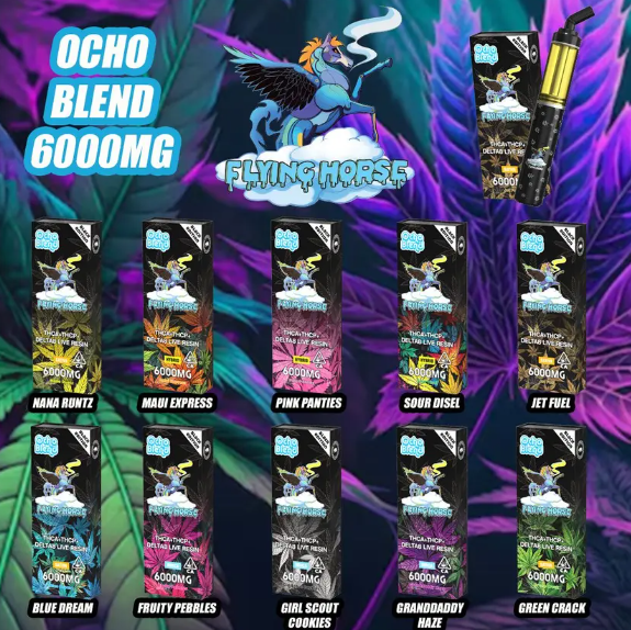 FLYING HORSE BLACK EDITION OCHO BLEND THCA THCP DELTA8 LIVE RESIN 6G DISPOSABLES