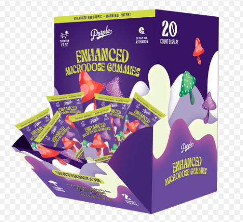 PURPLE ENHANCED MICRODOSE GUMMIES 20CT DISPLAY 600 PER GUMMY 2 IN A PACK