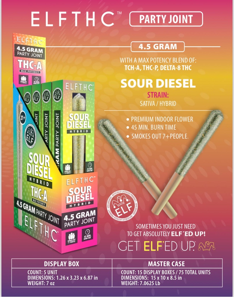 ELF THC THCA MAX POTENCY 4.5 GRAM PARTY JOINT