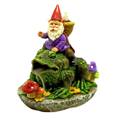 BACKFLOW MAGIC LED INCENSE BURNER GNOME RIDING FROG