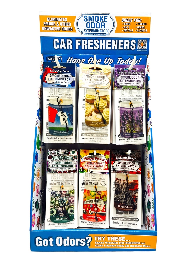 SMOKE ODOR EXTERMINATOR CAR HANGERS DISPLAY OF 72