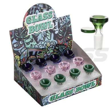 GLASS BOWLS 14MM ASSORTED BOX OF 12 XYK-014