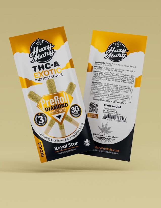 HAZY MARY THCA 3G DAIMOND INFUSED PREROLL 3CT BOX OF 10