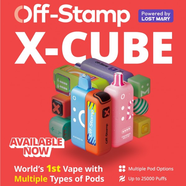 OFF-STAMP X CUBE 25000 PUFFS 5% DISPOSABLE KIT BOX OF 5