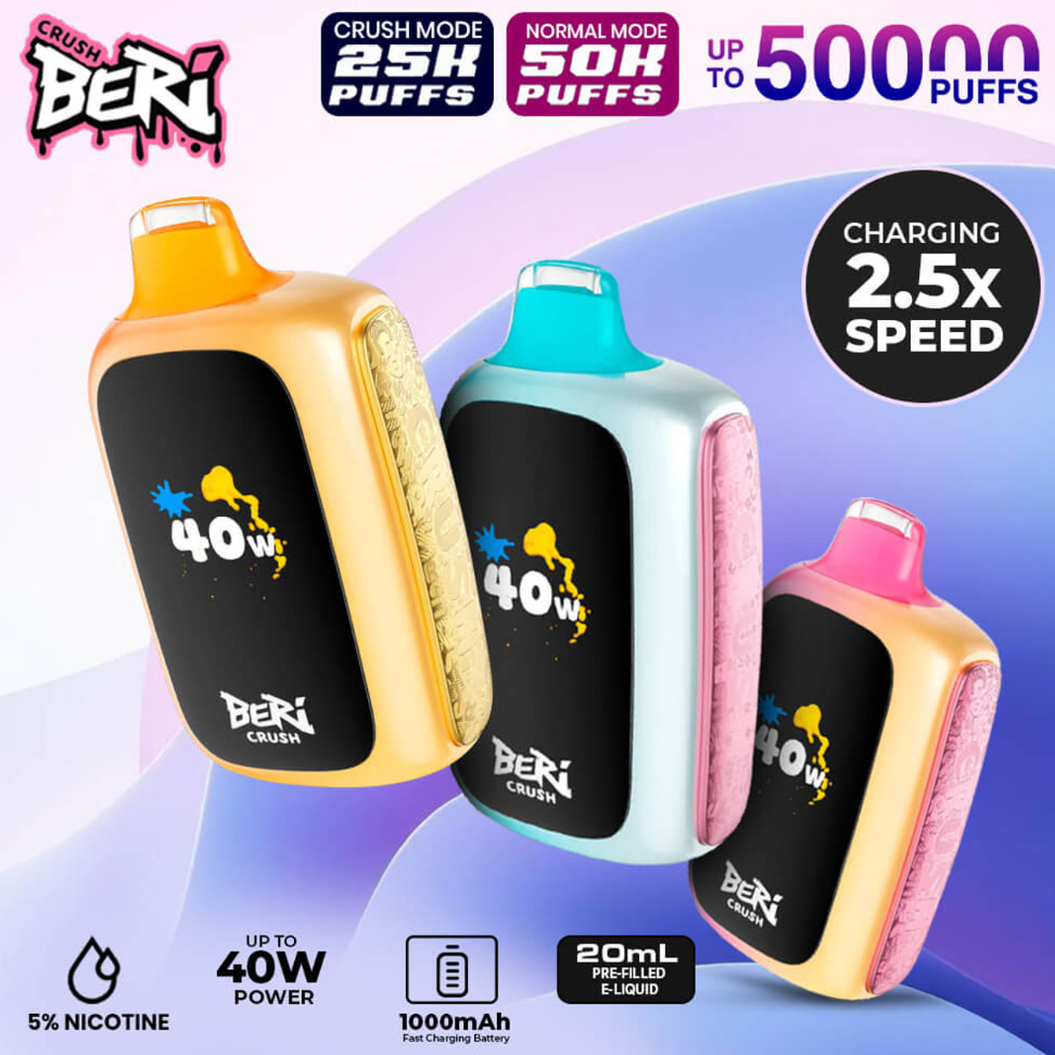 BERI CRUSH 50K PUFFS 5% DISPOSABLE BOX OF 5
