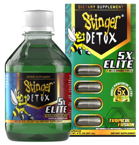 STINGER DETOX 5X ELITE 2 IN 1 COMBO PACK TROPICAL FUSION 8OZ