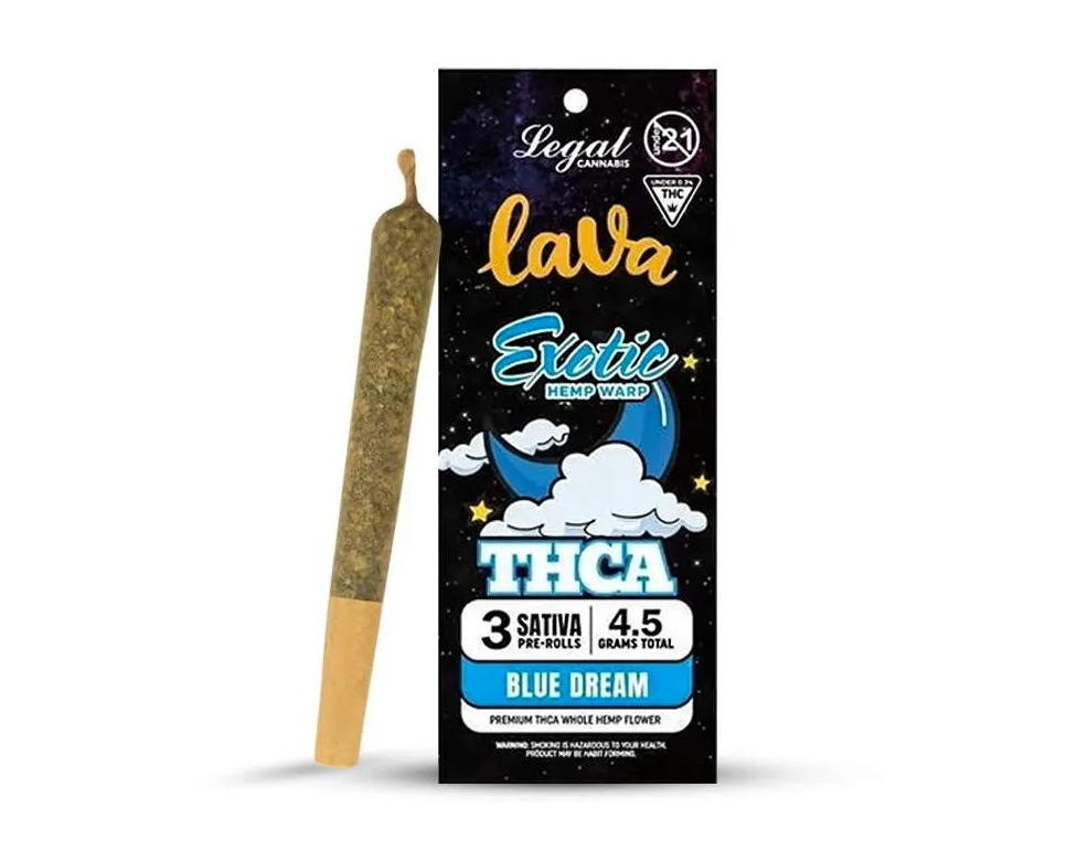 LAVA EXOTIC HEMP THCA 3PK PRE ROLLS 4.5G BOX OF 10