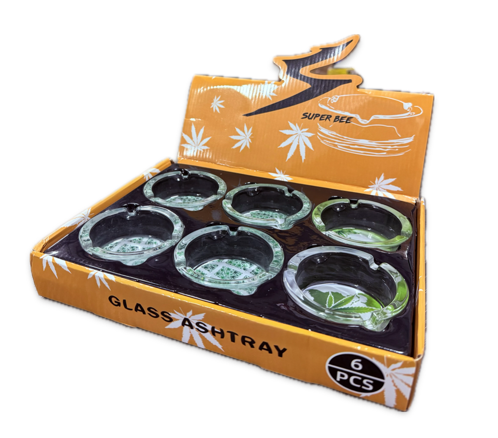 SUPER BEE GLASS ASHTRAY 6CT