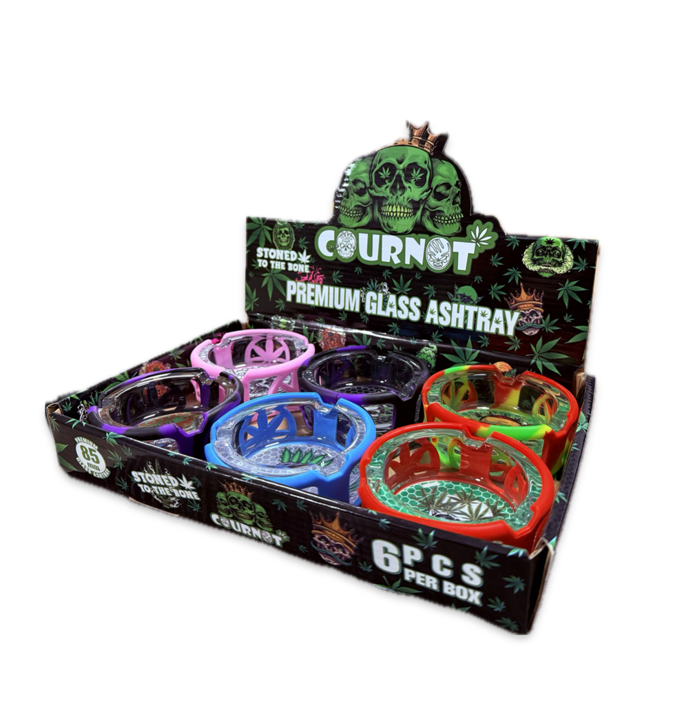 ASHTRAY 170-CT SKULL SILICONE GLASS ASHTRAY 6CT