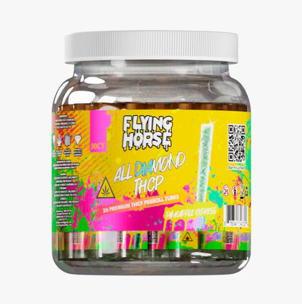 FLYING HORSE ALL DIAMOND THCP TUBE PREROLL 30CT JAR