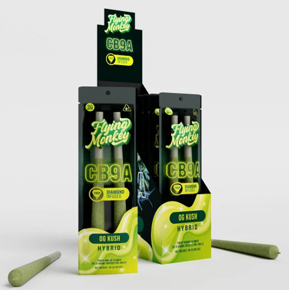 FLYING MONKEY CB9A DIAMOND INFUSED PRE ROLLS 2PK BOX OF 10