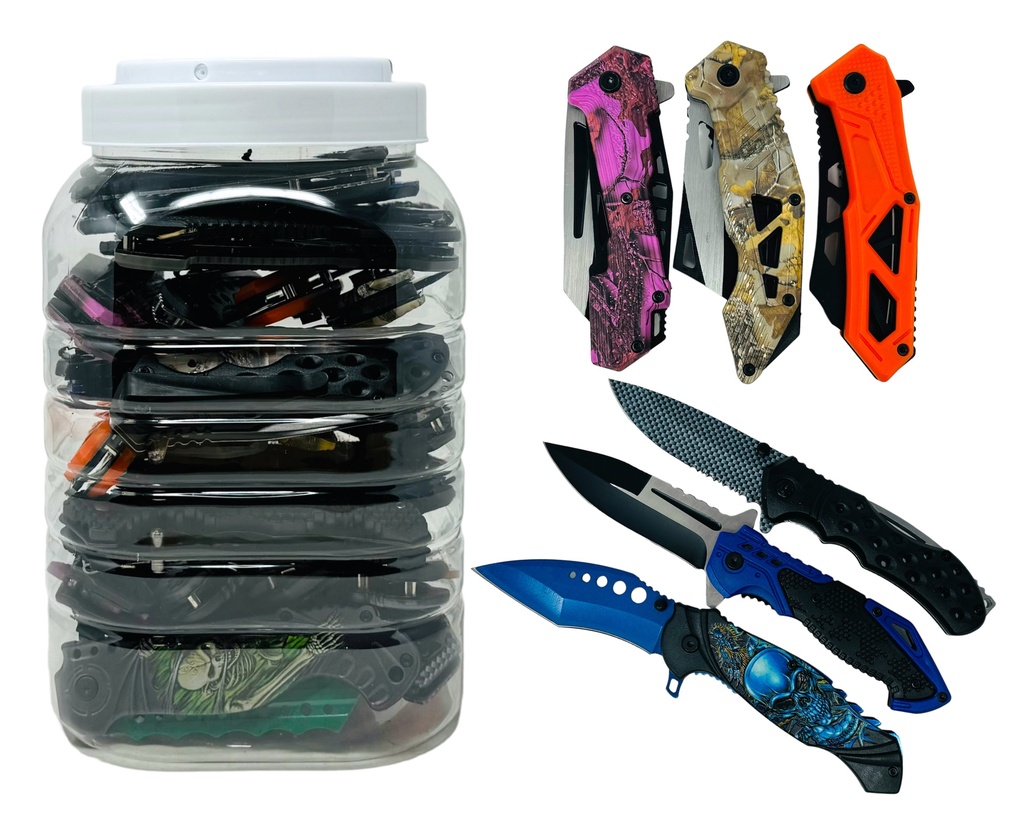 RAZOR TACTICAL SPRING ASSISTED FOLDING KNIVES 48CT JAR
