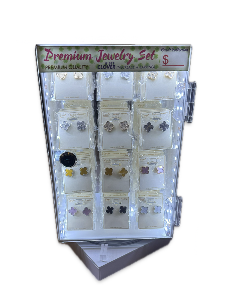 PREMIUM CLOVER EARRING & NECKLACE LED DISPLAY 72CT