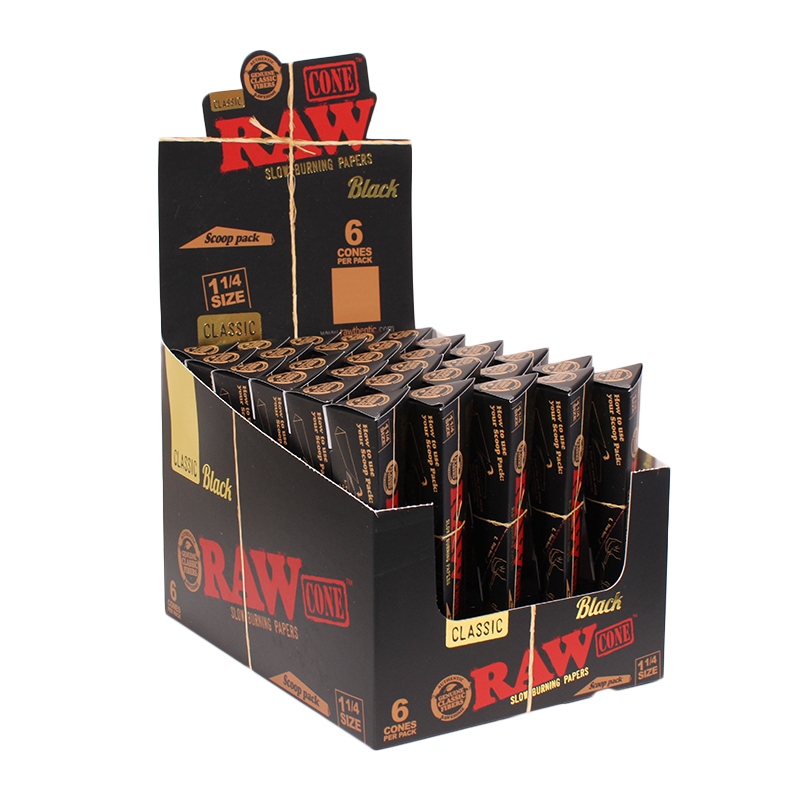 RAW BLACK CLASSIC 1 1-4 TRIANGLE CONES 6CT BOX OF 30