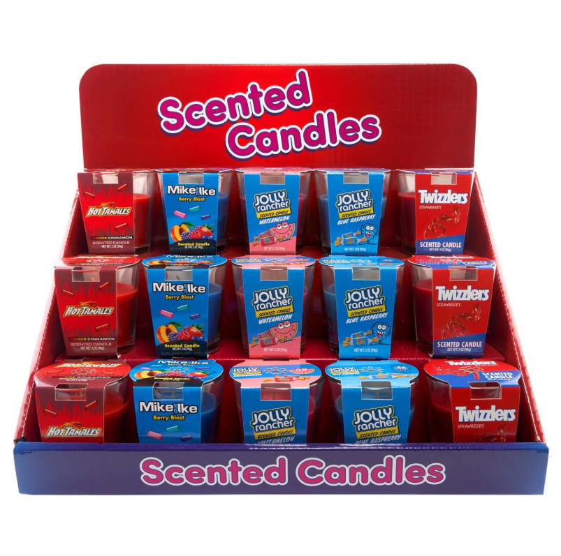 HERSHEY'S ASSORTED FRUITS CANDLE DISPLAY 3OZ 15CT