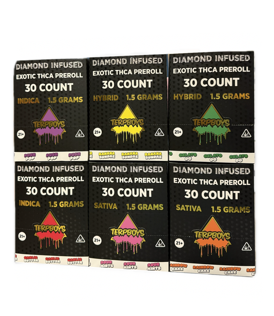 TERPBOYS EXOTIC THCA DIAMONED INFUSED PRE ROLL 1.5G 30CT
