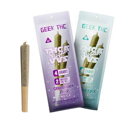 GEEK THC THCA VVS SUGAR PREROLL 4G 2CT BOX OF 10