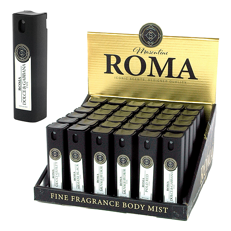 ROMA FRAGRANCE BODY MIST DISPLAY 36CT