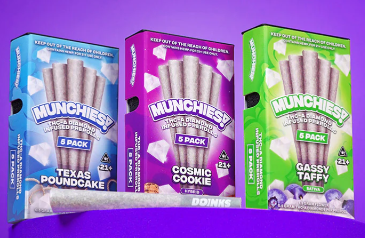 MUNCHIES 1G THCA DIAMOND INFUSED PREROLL 5CT BOX OF 10