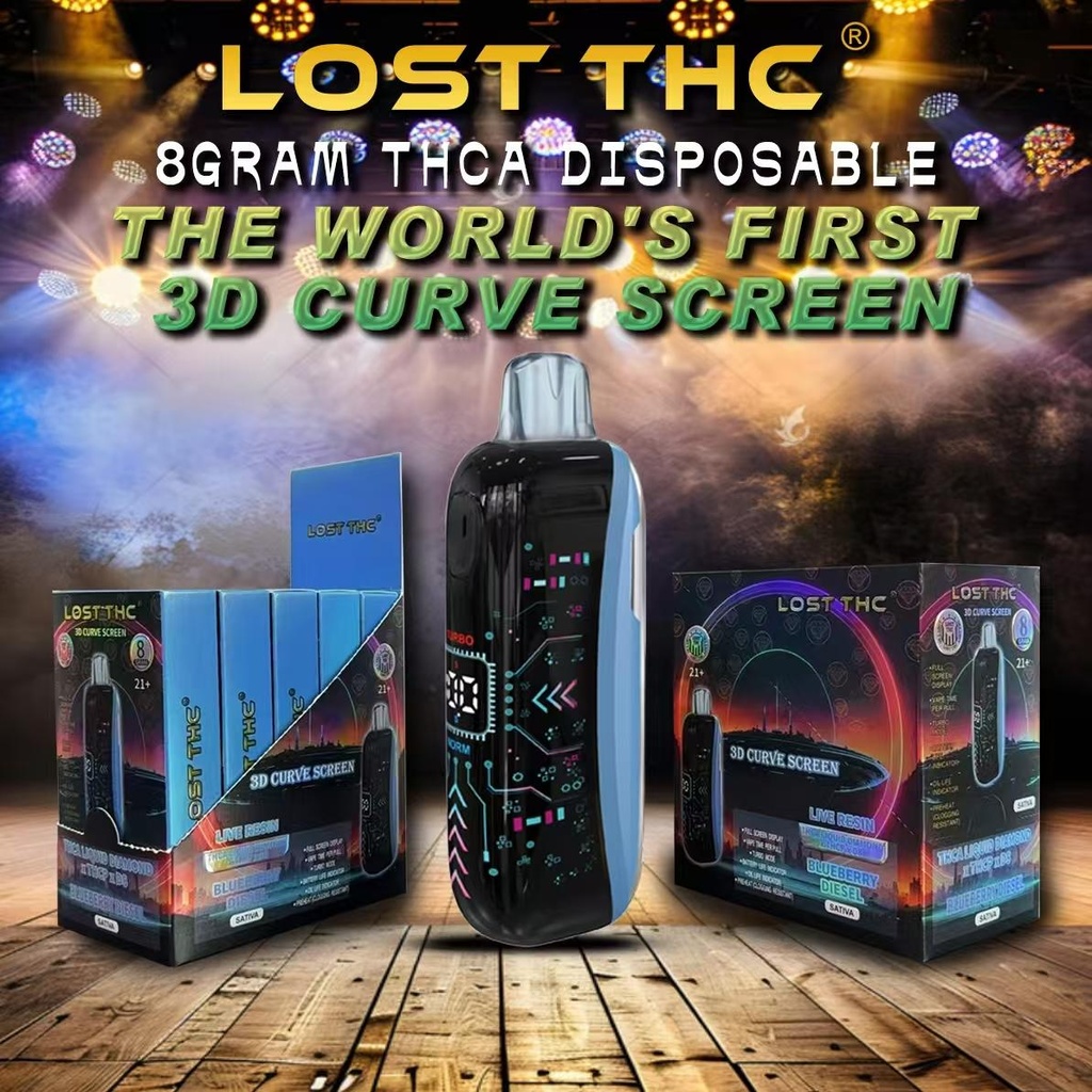 GS LOST THC THCA LIQUID DIAMOND THCP D8 3D CURVE SCREEN 8G DISPOSABLE