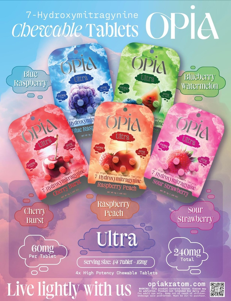 OPIA ULTRA 7-HYDROXYMITRAGYNINE 60MG 4CT CHEW TABLETS